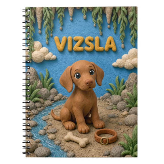 Cuaderno Cachorro de Vizsla Adorable, Bebé Perro (Frente)