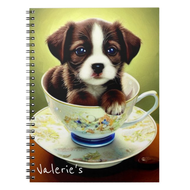 Cuaderno Cachorro en una taza de té (Frente)