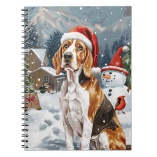 Cuaderno Cachorro Foxhound Inglés Americano Alegría Navideñ