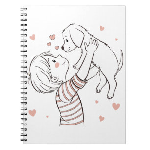 Cuaderno Cachorro Lindo con Caricatura de Niño Feliz