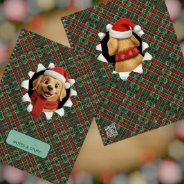 Cuaderno Cachorro Navideño Adorable Tartán Rompe a Través