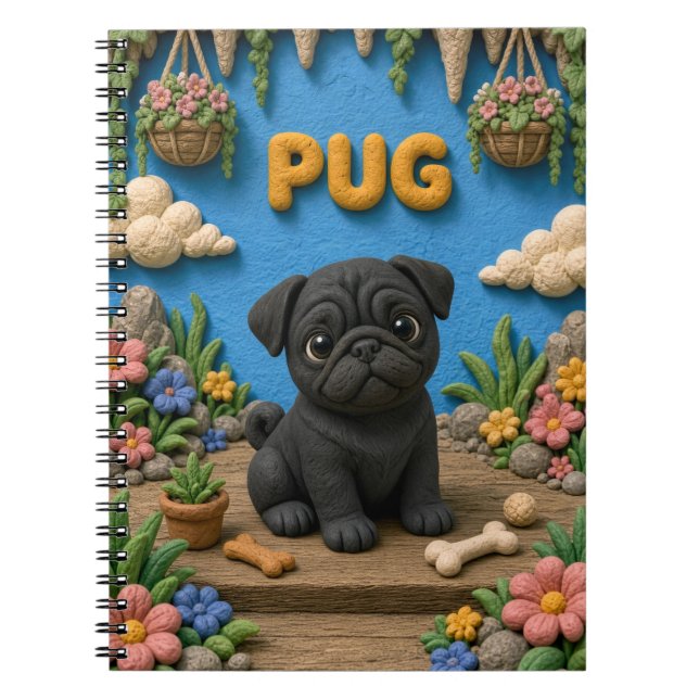 Cuaderno Cachorro Pug Adorable, Bebé Perro (Frente)