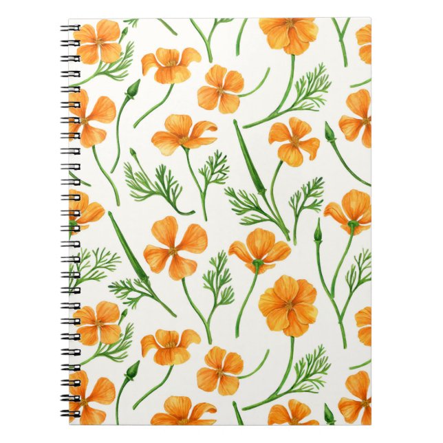 Cuaderno Cachorros de California, flores de verano, volunta (Frente)