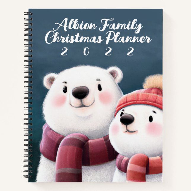 Cuaderno Cachorros de oso polar lindos con bufandas (Anverso)