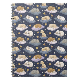 Cuaderno Cachorros Durmiendo Noche Estrellada - Patrón de P
