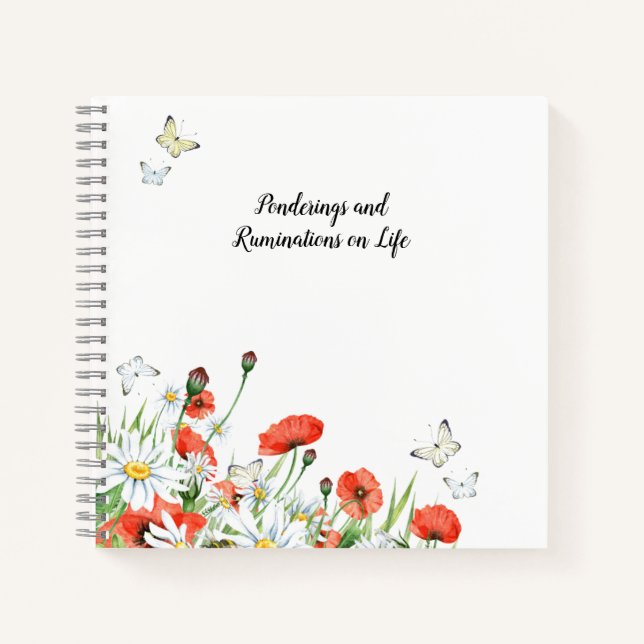 Cuaderno Cachorros, flores silvestres, mariposas (Anverso)