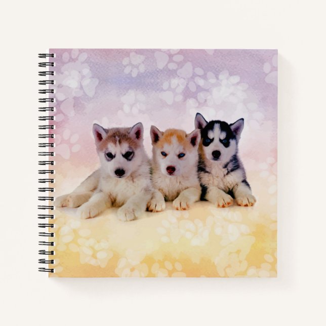 Cuaderno Cachorros Husky Siberianos (Anverso)