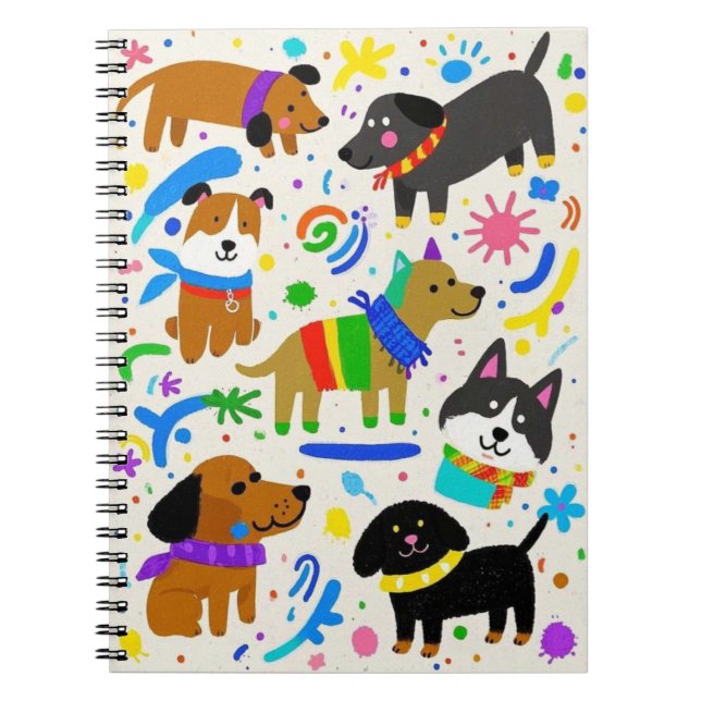 Cuaderno cachorros juguetones personalizados (Frente)