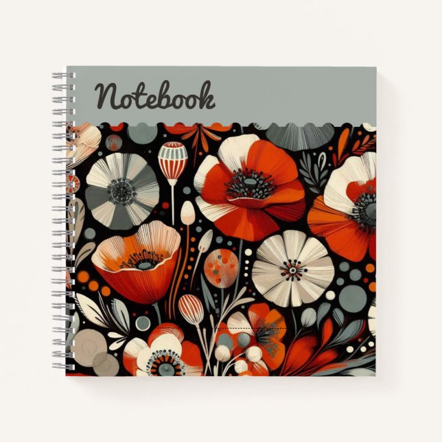 Cuaderno Cachorros rojos con acentos grises ash - Floral au (Anverso)