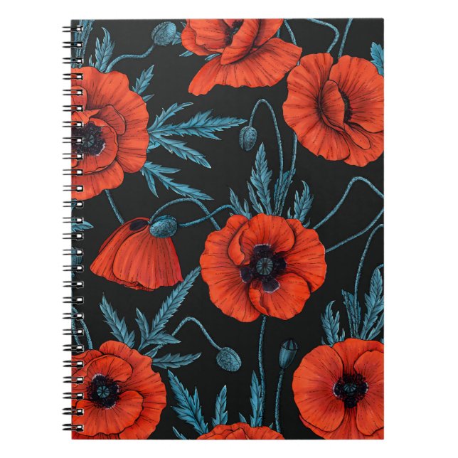 Cuaderno Cachorros rojos y azules sobre negro (Frente)