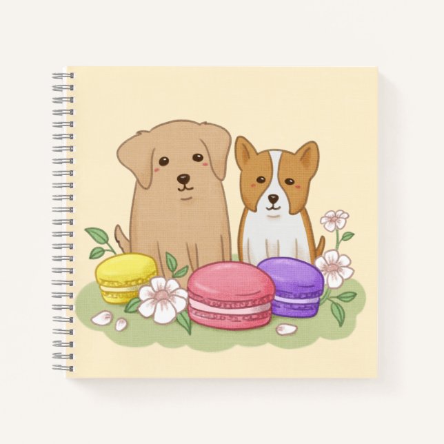 Cuaderno Cachorros y arte de Ilustracion de Macarons (Anverso)
