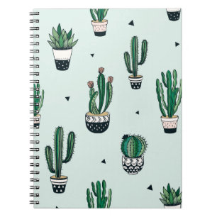 Cuaderno Cacti-succulentos, patrón de acero sin costuras di