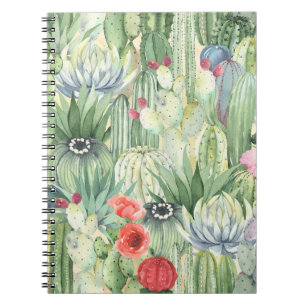 Cuaderno Cacti, suculentos: acuarela floral.