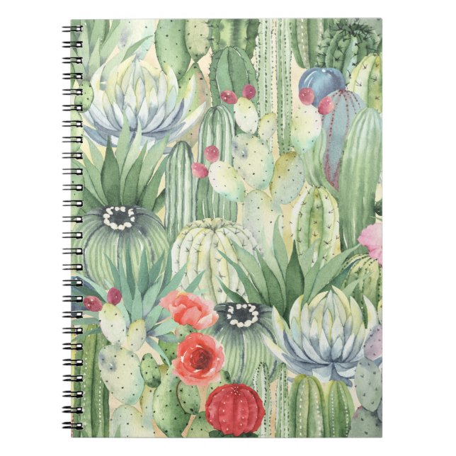 Cuaderno Cacti, suculentos: acuarela floral. (Frente)