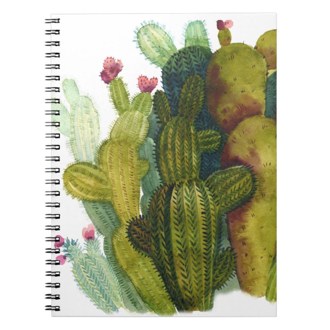 Cuaderno Cacti, suculentos: acuarela vintage. (Frente)