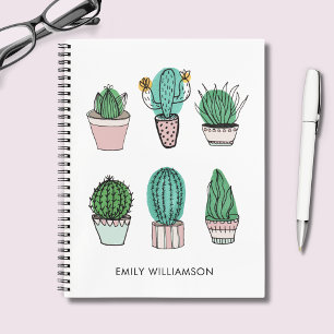 Cuaderno Cacti suculents ilustracion nombre personalizado