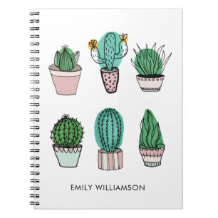 Cuaderno Cacti suculents ilustracion nombre personalizado