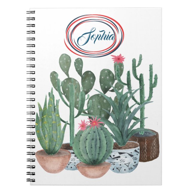 Cuaderno Cactus acuarela. (Frente)