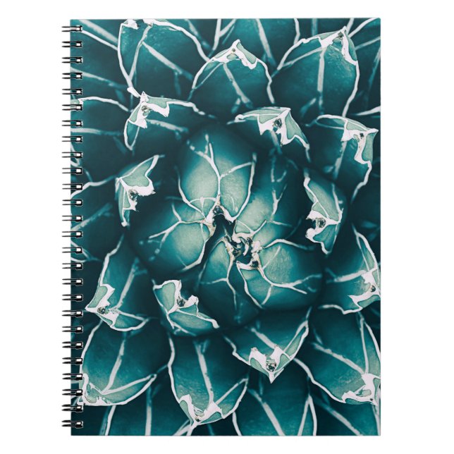 Cuaderno Cactus agave, naturaleza azul abstracta (Frente)