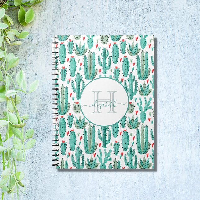 Cuaderno Cactus caprichoso blanco lindo patrón (Subido por el creador)