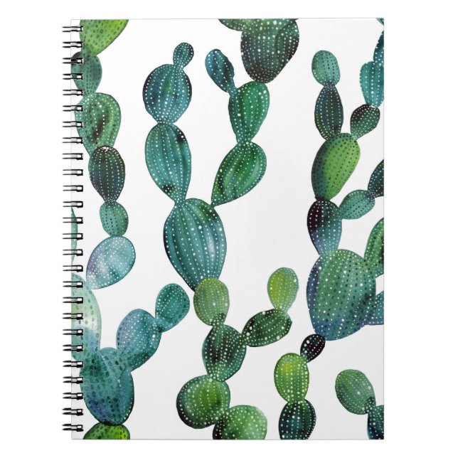 Cuaderno Cactus Craze: Tendencia de las acuarelas tropicale (Frente)