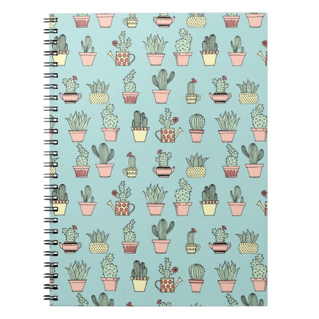Cuaderno Cactus Cutáneos Coloridos En Patrón De Estilo Dibu (Frente)