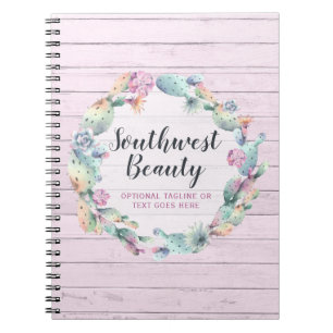 Cuaderno Cactus de Acuarela Suculento & Madera Rústica Bohe