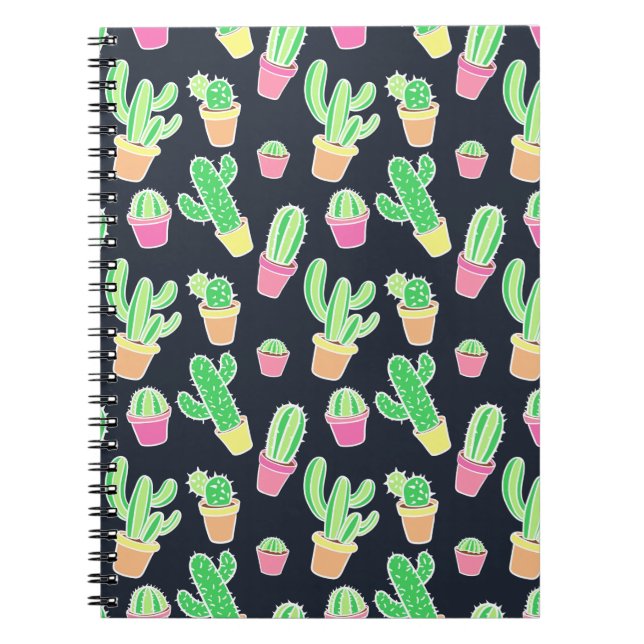 Cuaderno Cactus de neón de la acuarela en modelo de los (Frente)