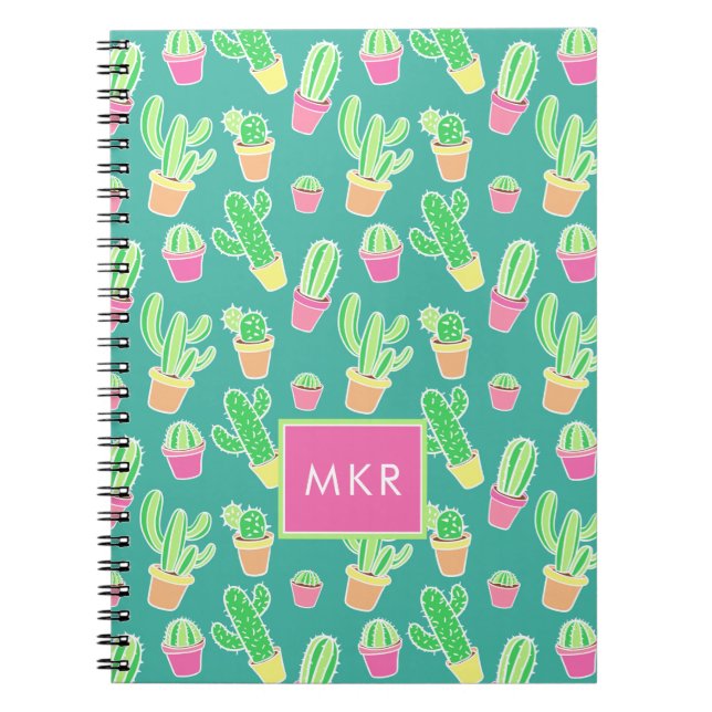Cuaderno Cactus de neón de la acuarela en modelo de los (Frente)
