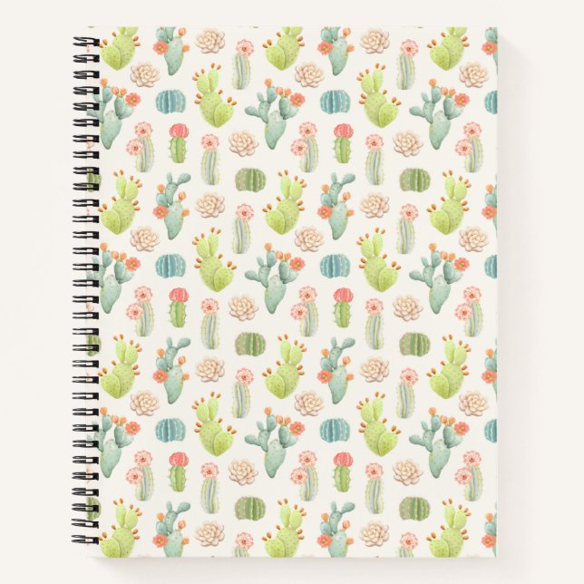 Cuaderno Cactus de paquetería suave y patrón suculento (Anverso)