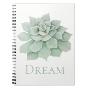 Cuaderno Cactus de Suculenta Verde Menta Floral Metas de Su