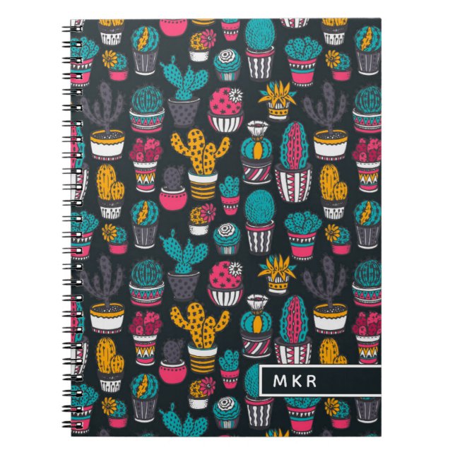 Cuaderno Cactus dibujado mano en modelo del estilo del (Frente)