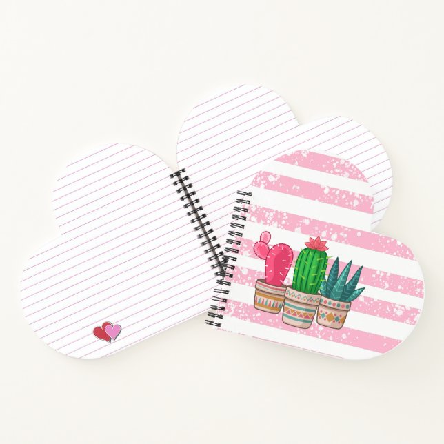 Cuaderno cactus dibujados a mano con fondo de rayas (Interior)