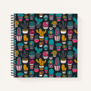 Cuaderno Cactus dibujados a mano en el patrón de estilo de