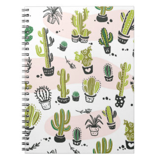 Cuaderno Cactus dibujados a mano: sin costuras vintage.