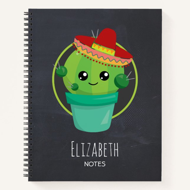 Cuaderno Cactus en un Sombrero en el tablero negro (Anverso)