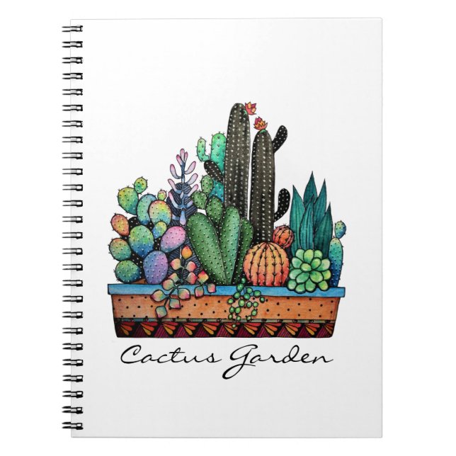 Cuaderno Cactus Garden Cute Watercolor En Pot (Frente)