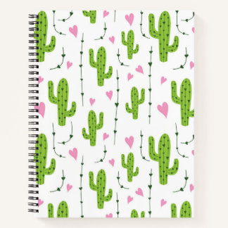 Cuaderno Cactus lindo con corazones en verde