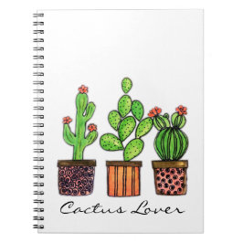 Cuaderno Cactus lindo de la acuarela en potes