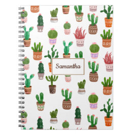 Cuaderno Cactus Nombre personalizado moderno Personalizado