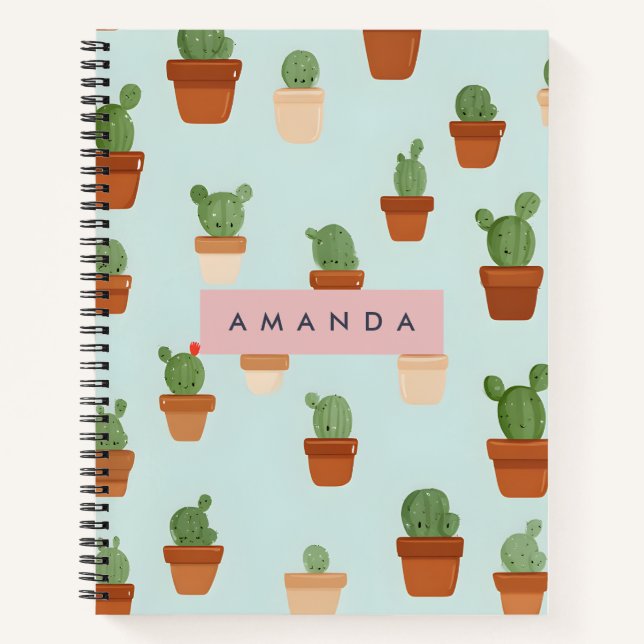 Cuaderno Cactus personalizado con ollas de terracota (Anverso)