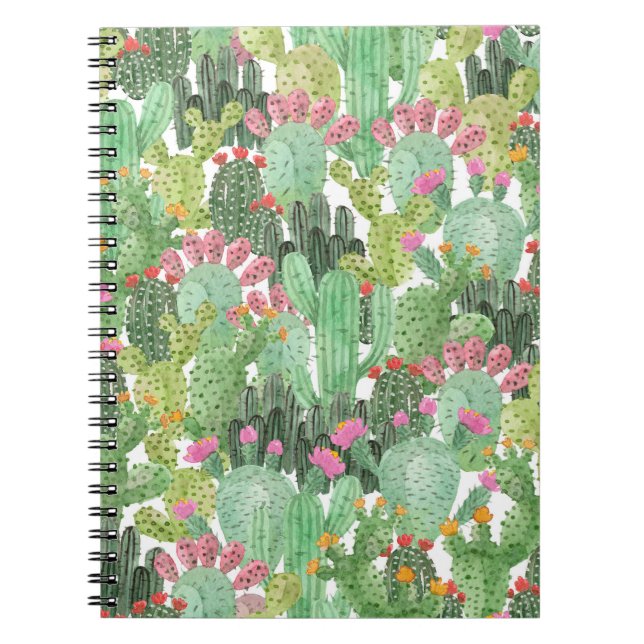 Cuaderno Cactus pintado a mano: verde desierto (Frente)