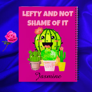 Cuaderno Cactus Rosa Zurdo con Nombre Personalizado Accesor