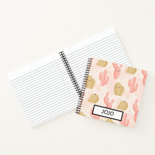 Cuaderno cactus rosado lindo dibujado a mano