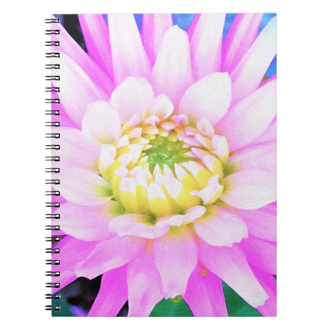 Cuaderno Cactus rosados, blancos y amarillos Dahlia Macro (Frente)