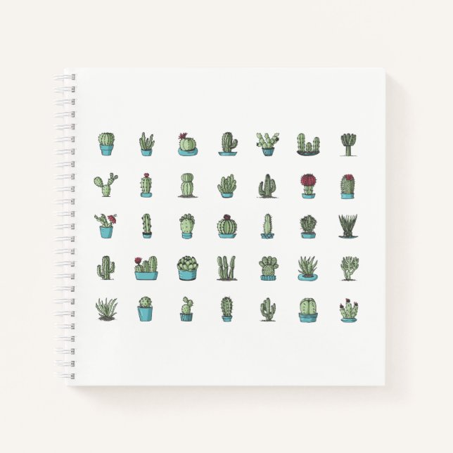 Cuaderno Cactus Suculentas Plantas Dibujo Botánico a Mano (Anverso)