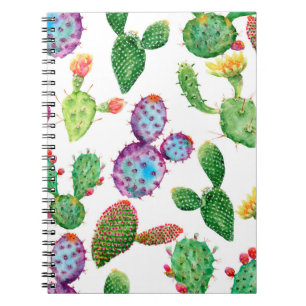 Cuaderno Cactus tropical pintado a mano con acuarela. Sin i