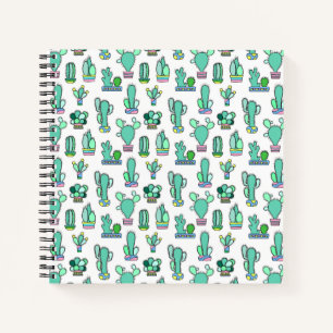 Cuaderno Cactus verde de menta y patrón de planta suculent