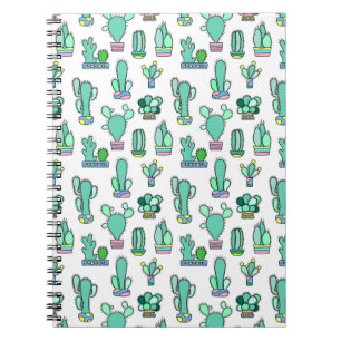 Cuaderno Cactus verde mate y patrón de planta suculento