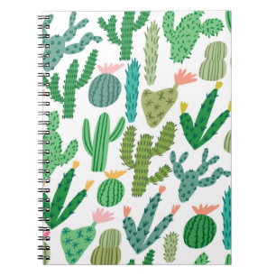 Cuaderno cactus vintage lindo patrón sin costuras dibujado